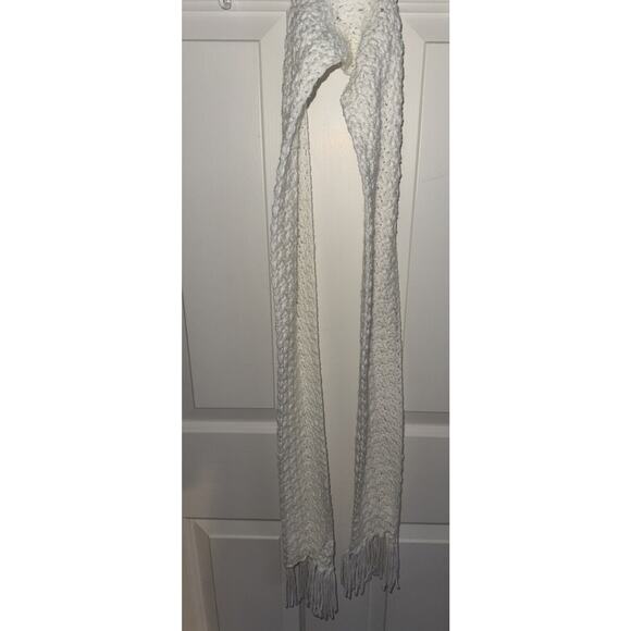 Handmade, Hand Knitted White Sparkly Scarf with Fringe - Picture 1 of 3